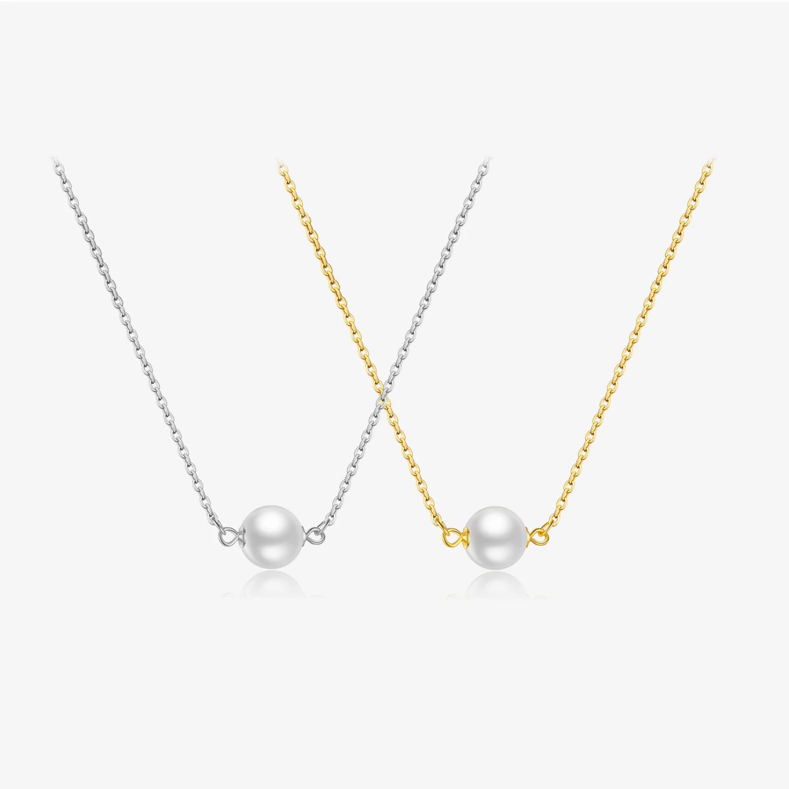 FUAMAY Collares Para Mujer Solid 925 Sterling Silver Solitaire Pearl Pendant Necklace Pearl Necklace