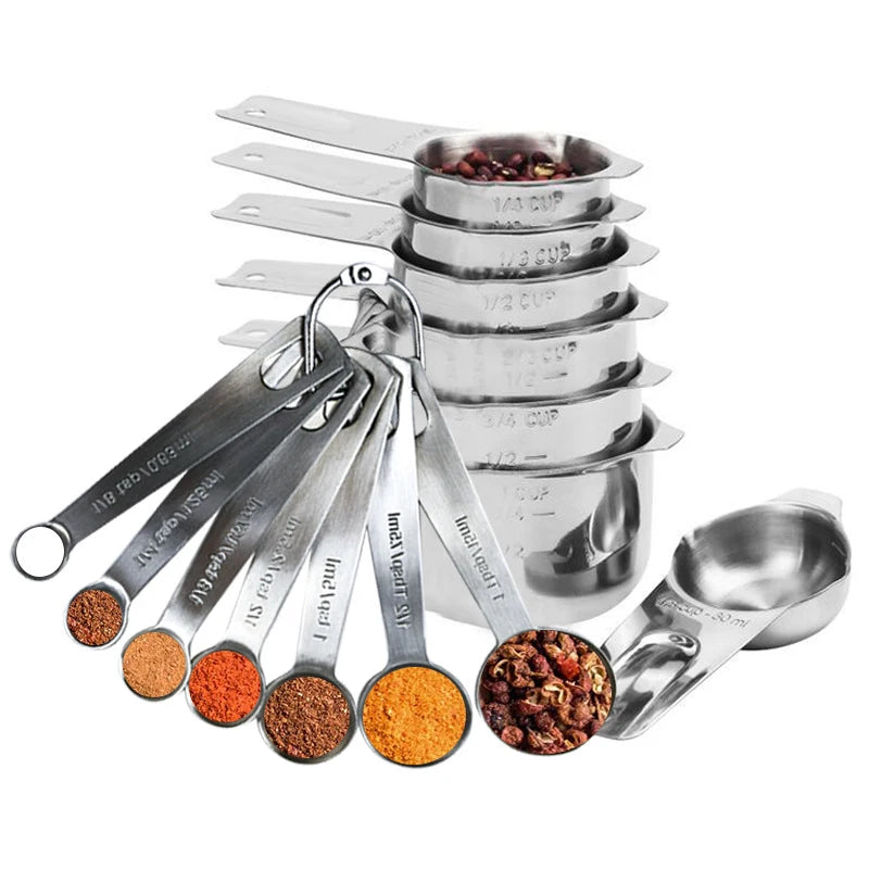 Kitchen Gadgets Stackable 13PCS Set Stainless Steel Adjustable Measuring Spoons and Cups
