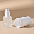 New Design 30ml Frosted Glass Liquid Foundation Bottle with Pump  Empty Cosmetic Lotion Serum Packaging