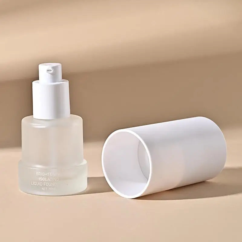 New Design 30ml Frosted Glass Liquid Foundation Bottle with Pump  Empty Cosmetic Lotion Serum Packaging