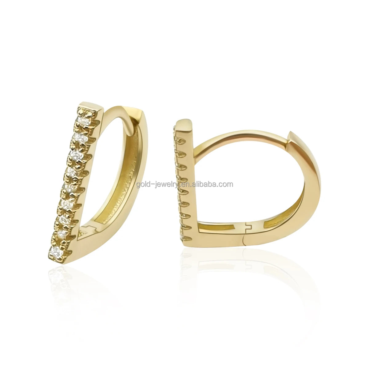 Factory Wholesale 9k Real Genuine Gold Cubic Zircon Solid Gold Earring Elegant Women Jewelry Gold Earrings