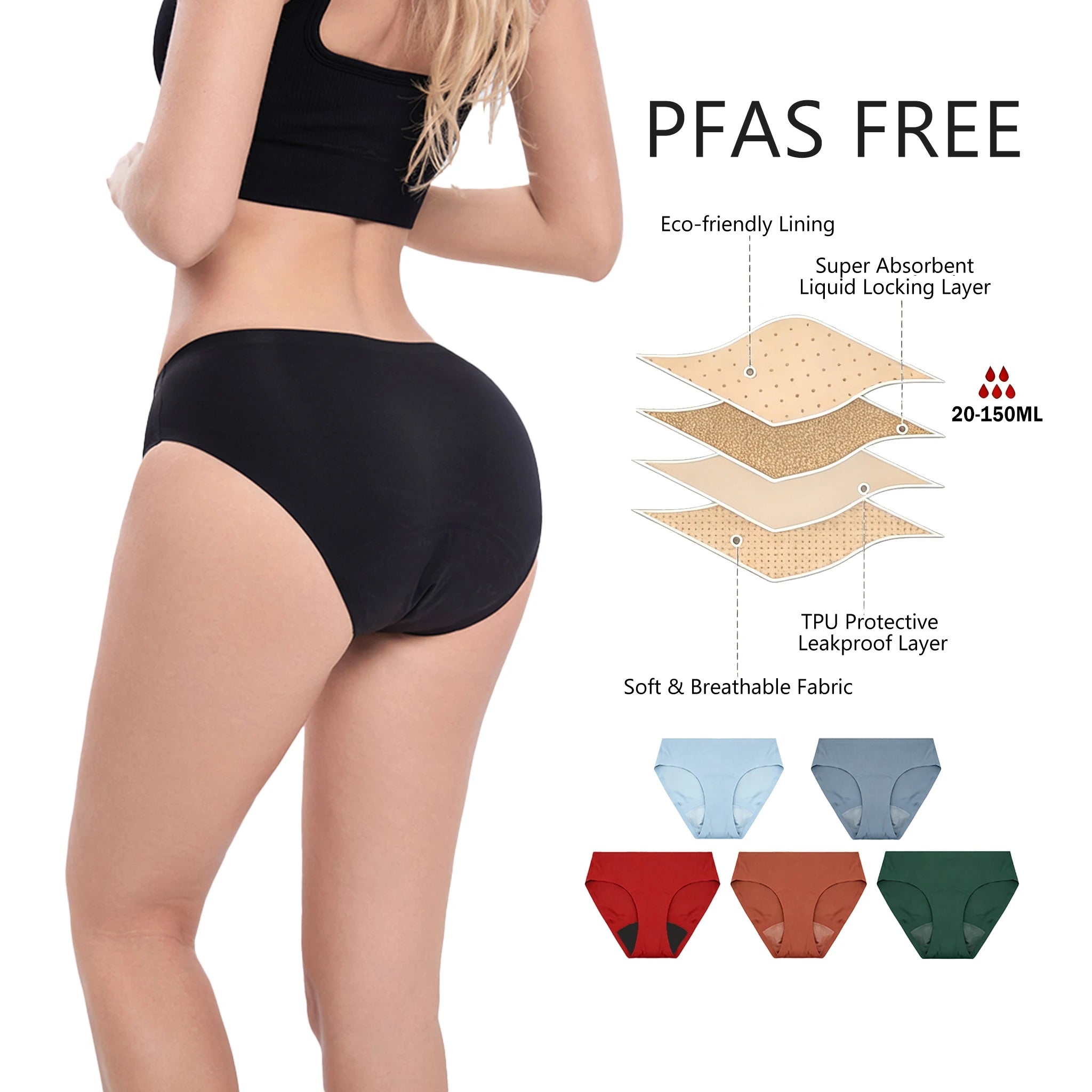 Shanhao RTS 4-Layers Leak-proof Panties Leakproof Bragas Menstruales Anti-side Leakage Seamless Period Panties Heavy Flows