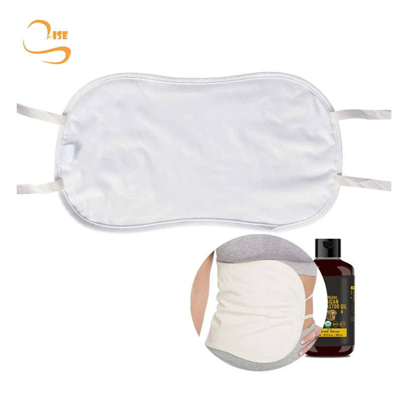 PUL Oil Leakproof Less Mess Castor Oil Compress Pack Reusable Comfort Sleep Fit Soft Ties Organic Cotton Castor Oil Wrap