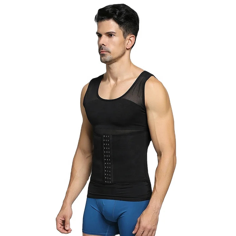 Men's New Lightweight Shapewear Corset Breathable Invisible Waist and Abdomen Thermal Knitted Material Nylon Slimming Vest