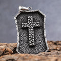 Christian Jewelry Stainless Steel Big Heavy Hammered Stamp Surface Cross Necklace Gifts for Men Boys