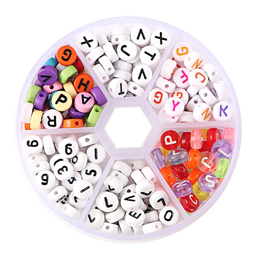 240Pcs/Lot English Acrylic Letter Beads Set in Box for Bracelet Jewelry Making DIY Accessories Plastic Alphabet Weaving Bead Kit