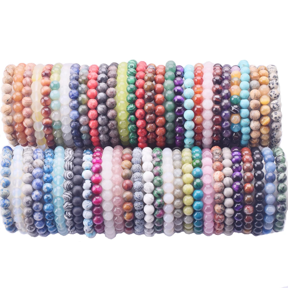 Handmade Christian Round Bead Stretch Bracelet with Healing Energy Gemstones for Wedding and Holiday Gifts