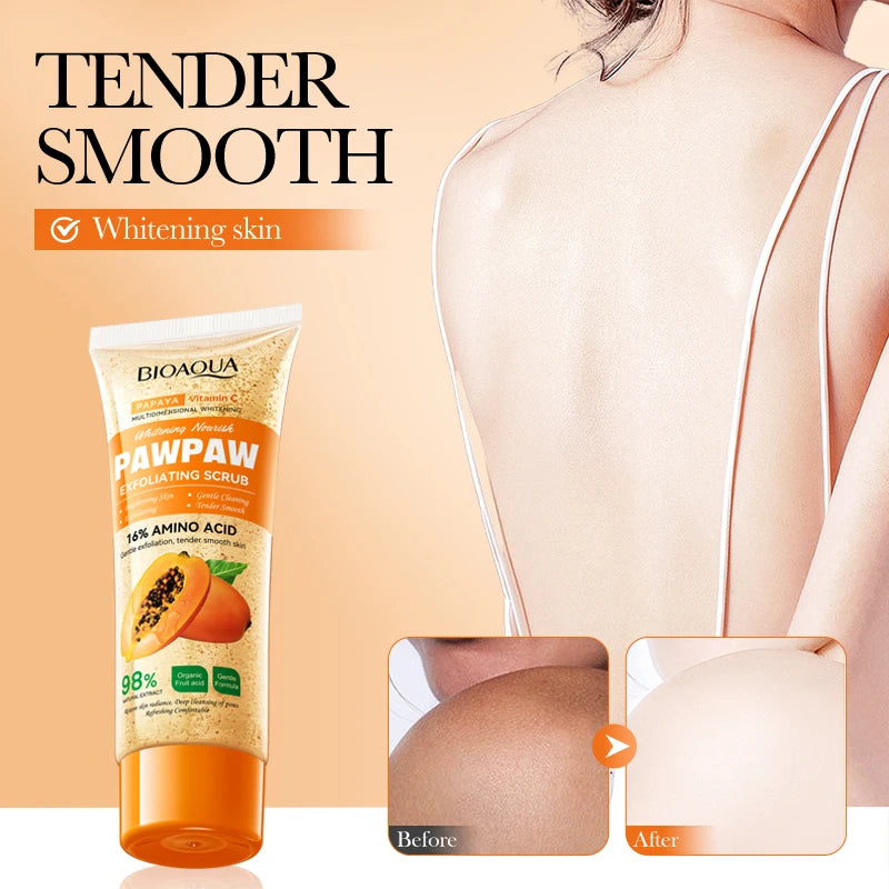 The New Private Label BIOAQUA Papaya Vitamin C Whitening Exfoliating Body Scrub Relieves Deep Cleansing Products of Chicken Skin