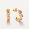YILUN Women's Rose Gold Plated Marquise Pink Cubic Zirconia 925 Sterling Silver Wheat Hoop Earrings for Weddings Wholesale