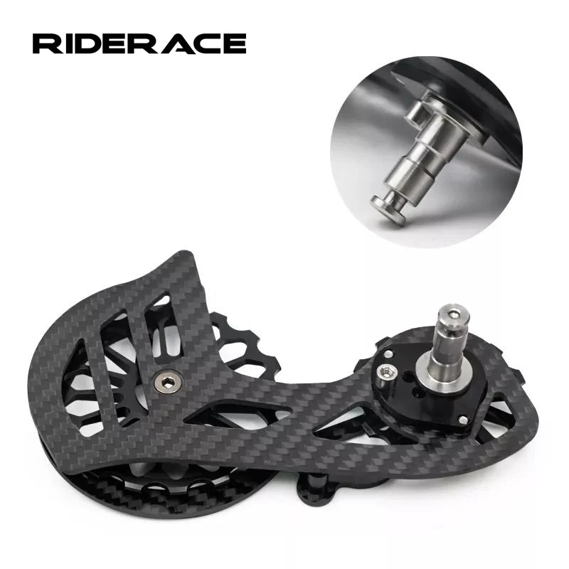 Riderace Road Bike Carbon Fiber Ceramic Rear Derailleur for Shimano R7000 R8000 Carbon Fiber 17T Pulley Ceramic Derailleur