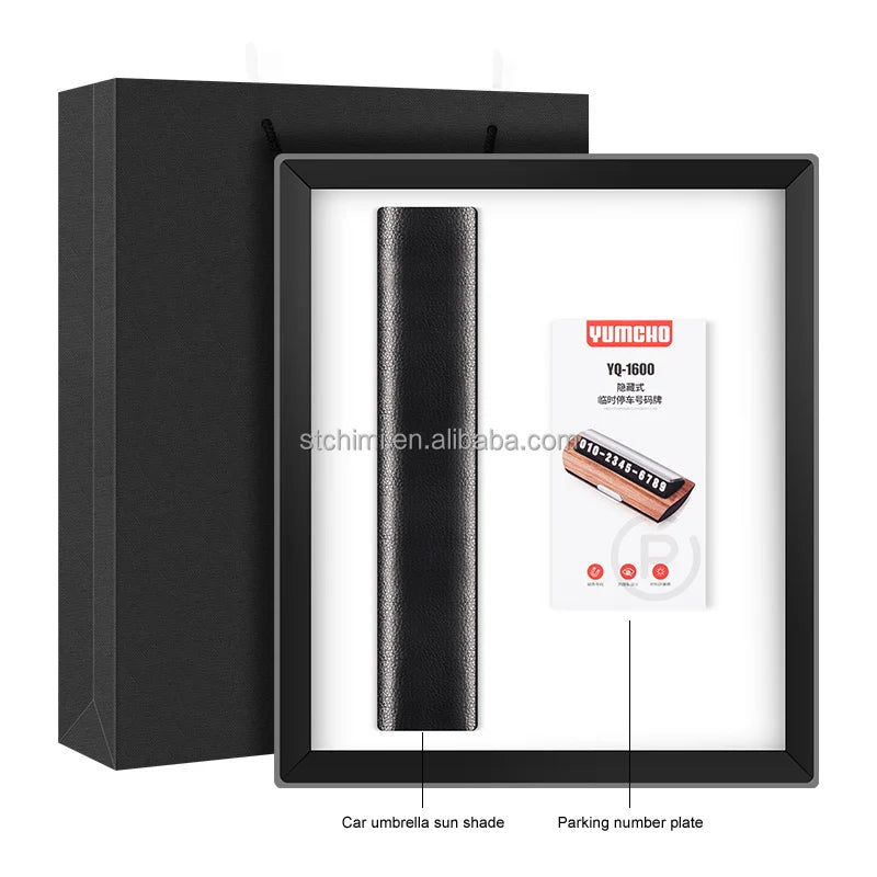Business Gift Set Car Sunshade Umbrella and Parking Number Plate Promotional Giveaway Items