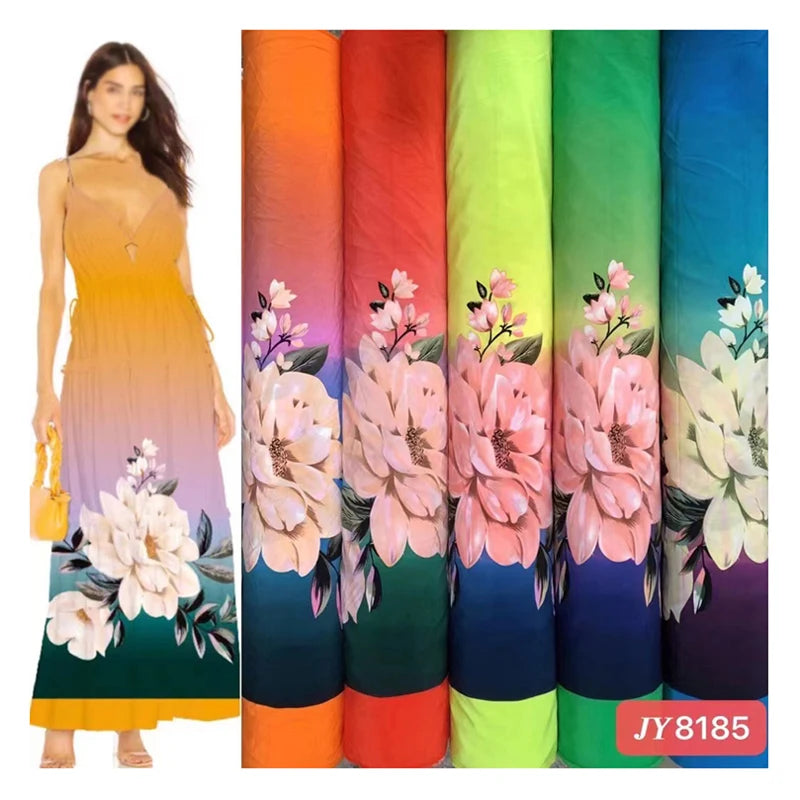 Various Colors of Optional Fabric Printing Custom 100% Polyester Tropical Big Flower Printed Fabric for Dress