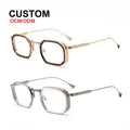 FW 1782 Classic Retro Rectangle Gold Silver Eyeglasses Frames Custom Logo Square Optical Eyewear Men Acetate Metal Glasses Women