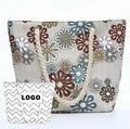 Custom logo New Flower Tourism Shopping Square Women's Canvas Rope Handle Tote Beach Bags