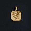 Boho Style Rose Pendant Gold Plated Stainless Steel Rose Flower Square Tags Pendant Necklace Women Jewelry Gift
