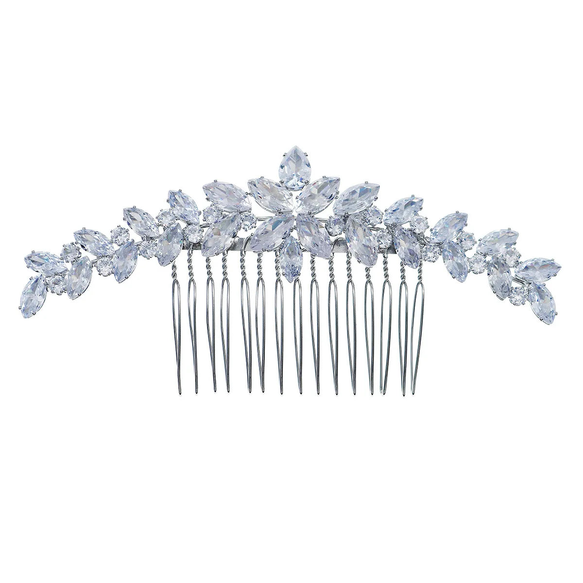 SLBRIDAL Trendy Sparkling Cubic Zircon Girls Hair Comb Bridal Wedding CZ Headpieces Hair Accessories Women Hair Jewelry