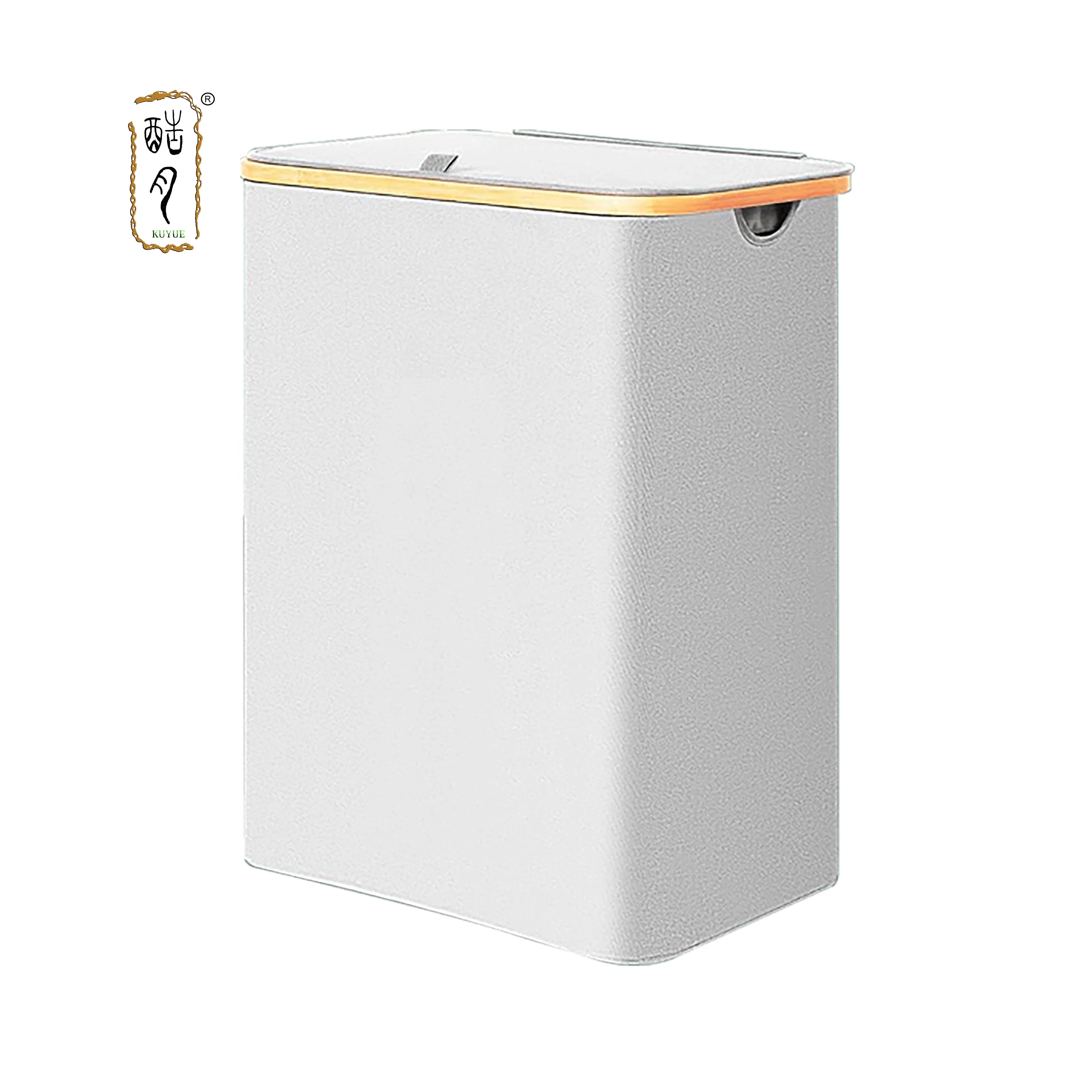KUYUE Laundry Basket 160 l 3 Compartments Extendable and Removable Laundry Bag Laundry Collector Bamboo