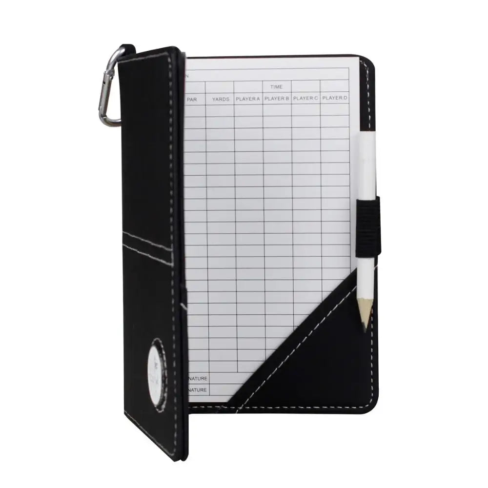 Deluxe PU Leather Golf Scorecard Cover Holder With Golf MarkerFree Send a Ball Mark and Hook OEM Customizable Logo