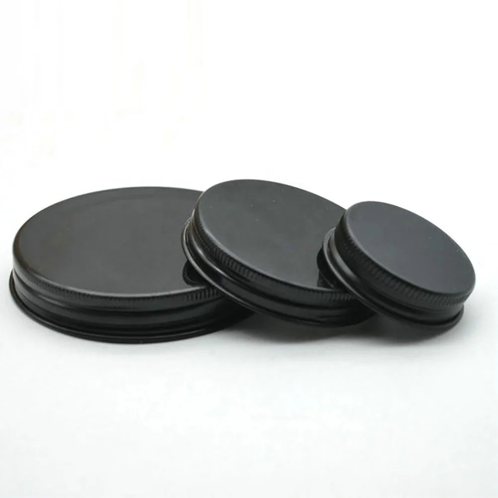 28mm 32mm 38mm 43mm 48mm 53mm 58mm Black Aluminium Lids Metal Screw Caps for Wide Mouth Jars
