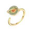 Trendy S925 Sterling Silver Gold & Rhodium Plated Rotating Planet Design Fidget Spinner Anxiety Rings