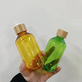 Empty Green Yellow 200ml 300ml 500ml PET Plastic Shampoo Shower Gel Lotion Pump Bottles with Bamboo Lid