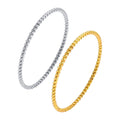 Wholesale New Custom Ladies 18K Gold Plated Stainless Steel Twisted Rope Thin Wire Circle Bangle Bracelets Zircon Charm Jewelry