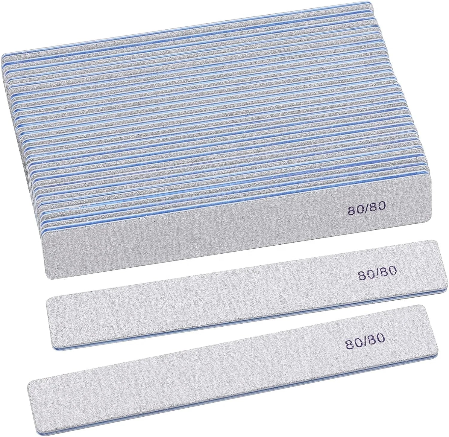 25 Count 80 Grit Rectangle Nail Files for Acrylic Nails Reusable Buffering Files Double Sided Emery Boards for Nails