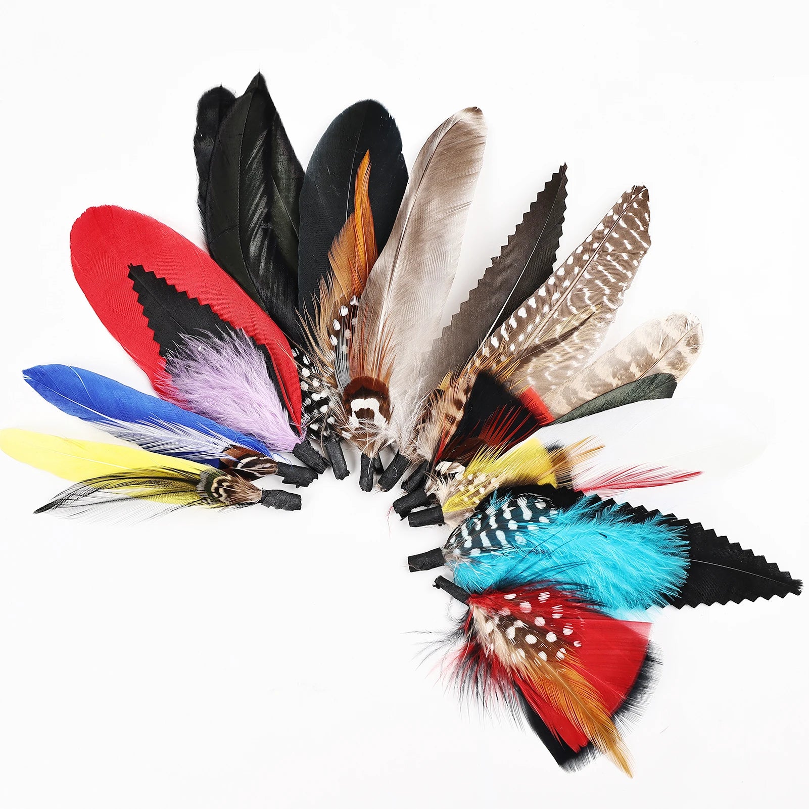 Western Cowboy Hat Feathers Pack Handmade Turquoise Studded Decorative Feathers for Hat Accessories