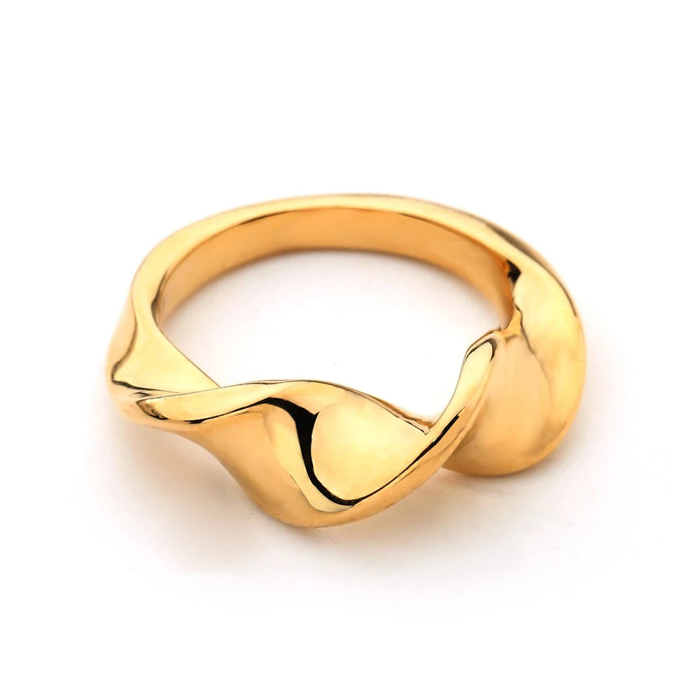 Bold Twisted Curve Ring Gold Color Finger Rings for Women Fashion Jewelry Party Gifts Anillos Bague Femme Homme Ringen