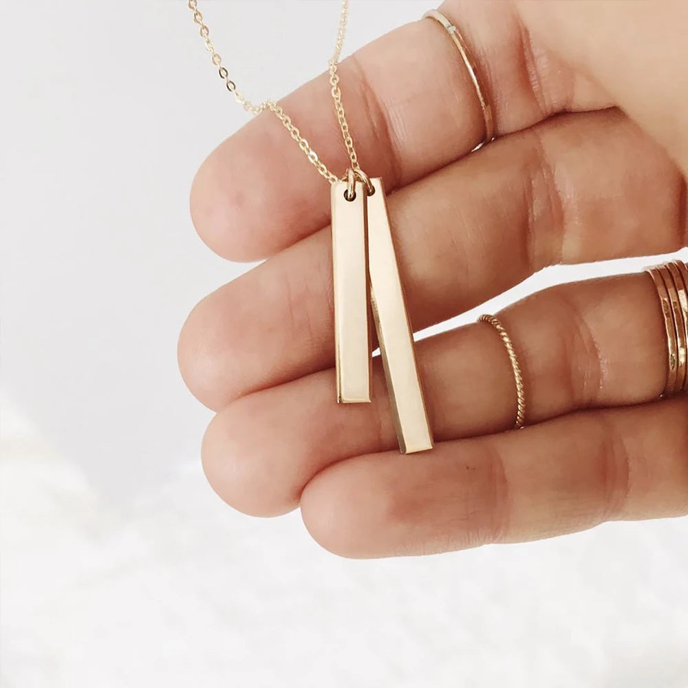 EManco Custom Engravable Nameplate Necklace Gold Plated Stainless Steel Bar Pendant Necklace Chain Jewelry Unisex Accessoires