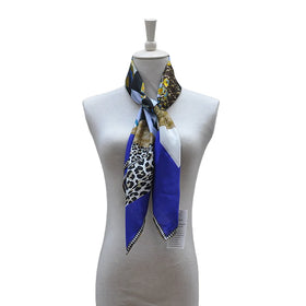 BLUE PHOENIX Custom Summer Silk Hair Scarf Super Soft Square Vintage Digital Print Cozy Luxury Habutae Hand Rolled Hem for