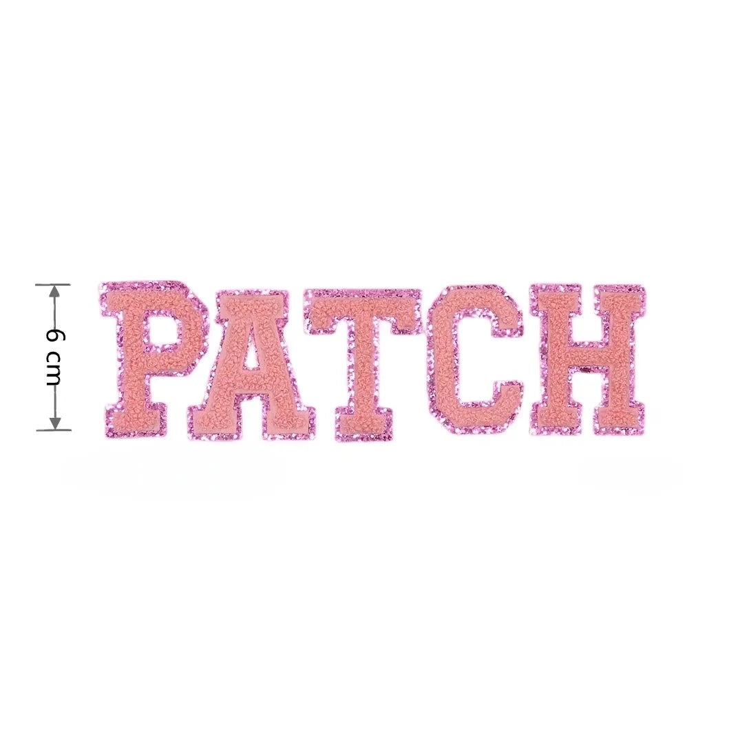 Pink Sequins Ventralex Iron-on Embroidery Patches Chenille Letter and Heart/Flower Shape for Bags and Garments Used on Hats
