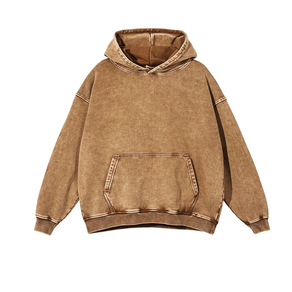 High Quality 100% Cotton Acid Washed Hoodie High Street Series Washing Old Sweater Stone Washed Vintage Hoodie