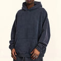 Heavy Acid Wash Hoodie 100% Cotton Puff Printed Sun Faded Hoodies Distressed Boxy Pullover with Hooded Collar