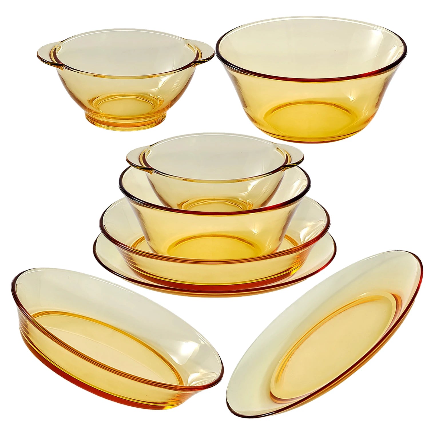 Amber Glass Cutlery Tableware Glass Plate Salad High Borosilicate Bowl Set Microwave Steamed Egg Plate