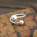 Double Ball Style Jewelry  Silver Open Adjustable Punk Shape Rings for Women