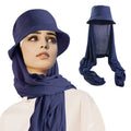New Design Summer Solid Color Custom Embroidery Logo Wide Brim Fisherman Caps With Headscarf