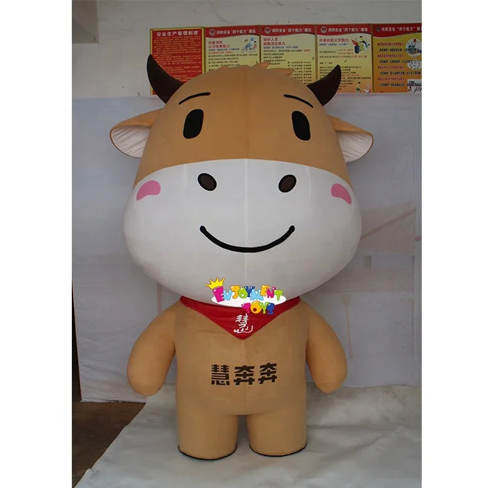 Guangzhou Factory Customized Inflatable Cute Cattle Cartoon Mascot Costume Funny Cattle Party Adult Mascot Costume for Sale