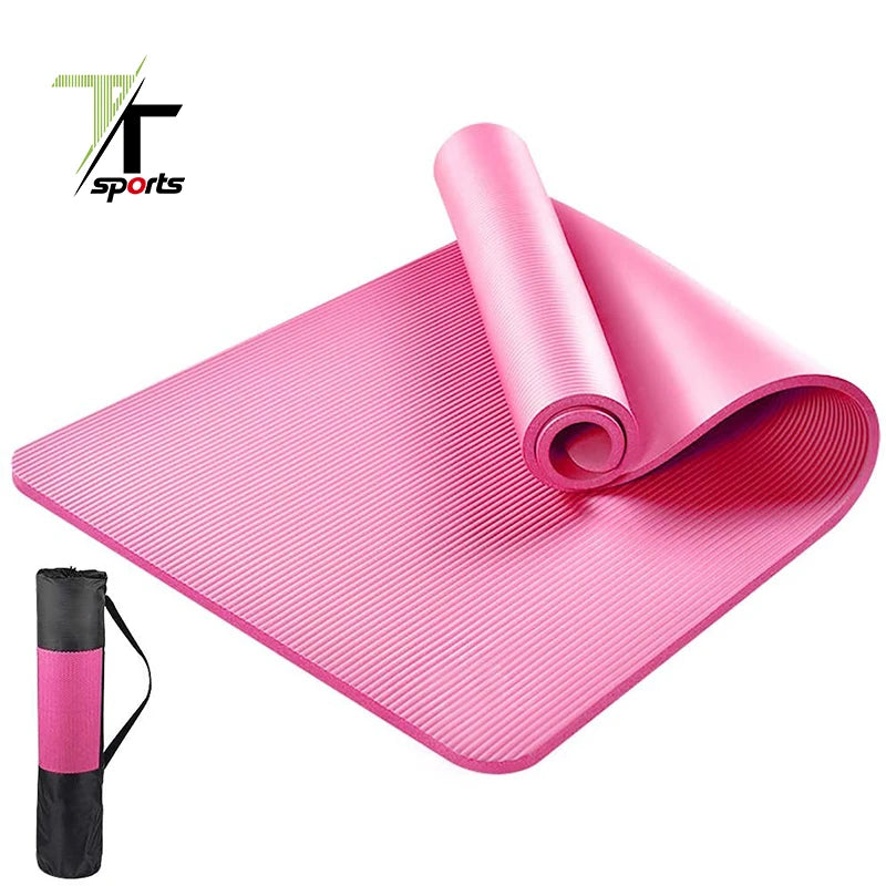 TTSPORTS Wholesale Thick Private Label Custom Printed Mat De Yoga Nbr 10mm Eco Friendly Kids Foldable Nbr Yoga Mat With Strap