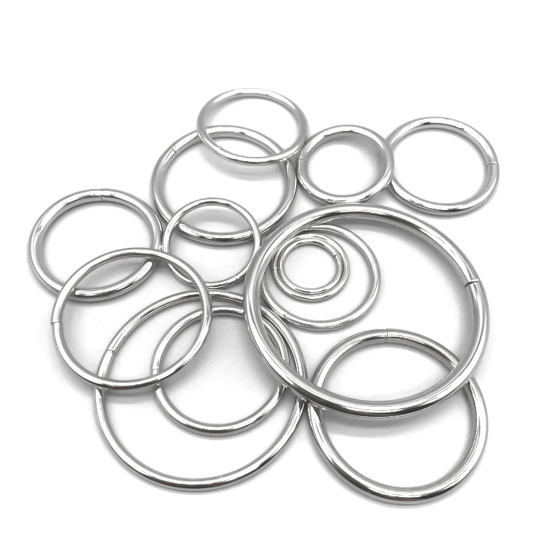 10/15/20/25/30/35/40/45/50/60/70 mm Silver Metal Ring Adjustment Buckle Round Strong Circle Leather Rivets Backpack With Rings