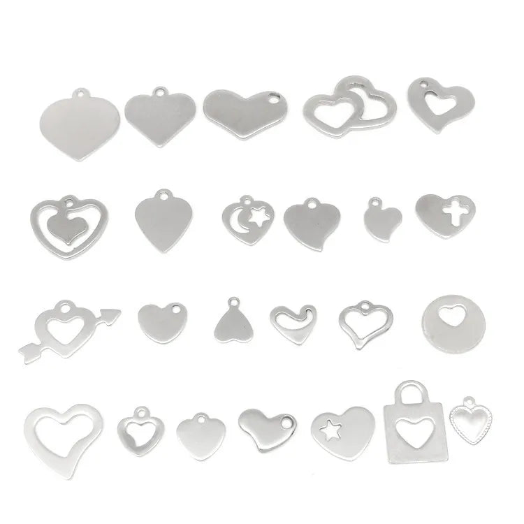 DIY 2023 Jewelry Accessories Stainless Steel Heart love Tag Charms Bracelet Necklace Tail Tag Small Heart Pendant with LOGO