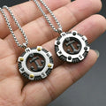 Factory Price PVD Black Plated 316L Stainless Steel Mariner Anchor Hollow Gear Pendant Necklace for Men