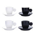 Stylish 90cc Espresso Shot Cups Saucers Set Frosted Black Glaze Coffee Mug Plate Kits Small Tasteful K-Cups Product Category