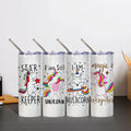PYD Life USA Warehouse 4 Pack 20oz Glitter Rainbow Sublimation Skinny Tumbler Double Walled Stainless Steel With Straw