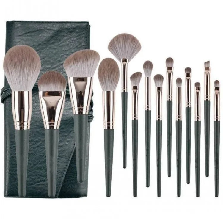 Professional 14pcs Synt5pcsc Makeup Brush Set Custom LOGO Black Air Wood Eyebrow Blush Brush for Face Foundation Use