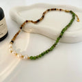 New Fashion Vintage Style Colorful Gold Plated Stainless Steel Beaded Freshwater Pearl Necklace Jewelry 2025 for Women