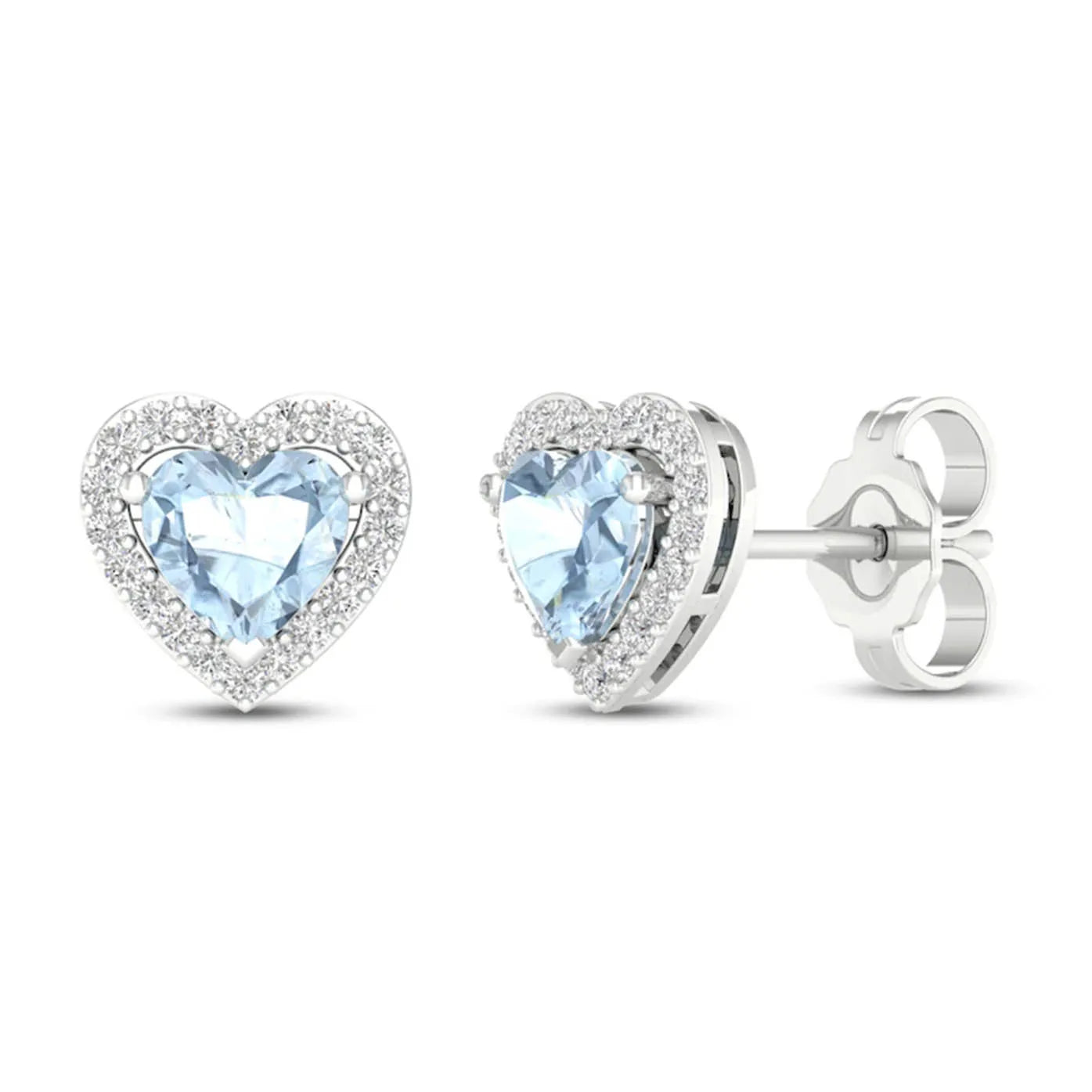 Pretty Earrings for Her Heart Cut Stud Earrings Blue Aquamarine Earrings 925 Sterling Silver Aquamarine Jewelry