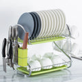 2-Tier S-Shape Dish Drainer Rack with Utensil Holder Double Tier Metal Plate Storage Kitchen Organization Rack