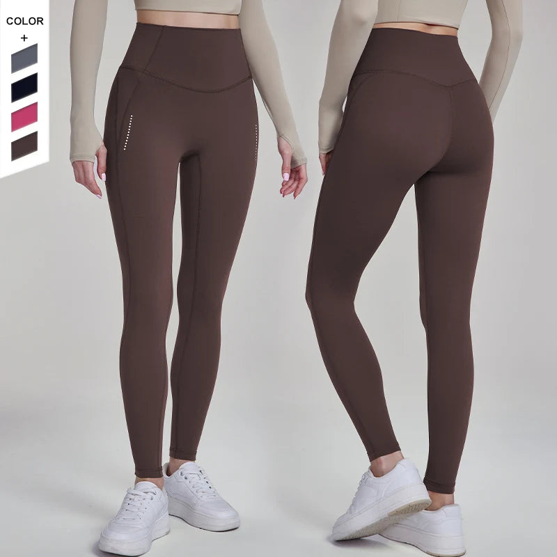 Wholesale Breathable Yoga Pants With Built-in Invisible Pockets Reflective Printed Training Fitness Leggings