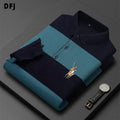 Customised Breathable Long-Length Striped Knitted Pullover for  Shirt with Turn-Down Collar and Long Sleeves